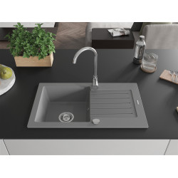 Mexen Pablo  konyhai mosogató gránit 1 medence+csepegtetö+ pop up szifon   75,2 x 43,6 cm, szürke  - 6510751010-71 1 medencés