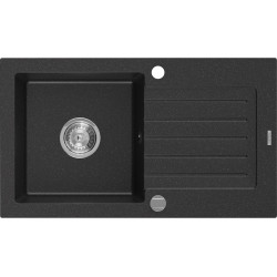 Mexen Pablo  konyhai mosogató gránit 1 medence+csepegtetö+ pop up szifon   75,2 x 43,6 cm, fekete / króm - 6510751010-73 1 medencés 1 medencés 406959 Mexen