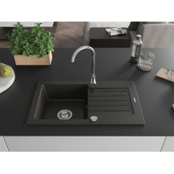 Mexen Pablo  konyhai mosogató gránit 1 medence+csepegtetö+ pop up szifon   75,2 x 43,6 cm, fekete / arany - 6510751010-75 1 medencés