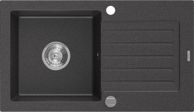 Mexen Pablo  konyhai mosogató gránit 1 medence+csepegtetö+ pop up szifon   75,2 x 43,6 cm, fekete köhatasu - 6510751010-76 1 medencés