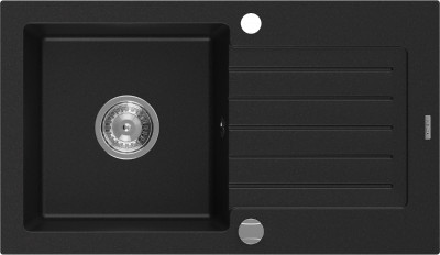 Mexen Pablo  konyhai mosogató gránit 1 medence+csepegtetö+ pop up szifon   75,2 x 43,6 cm, fekete  - 6510751010-77 1 medencés