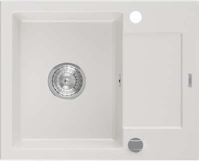 Mexen Enzo  konyhai mosogató gránit 1 medence+csepegtetö+ pop up szifon  57,6 x 46,5 cm, fehér  - 6506571005-20 1 medencés