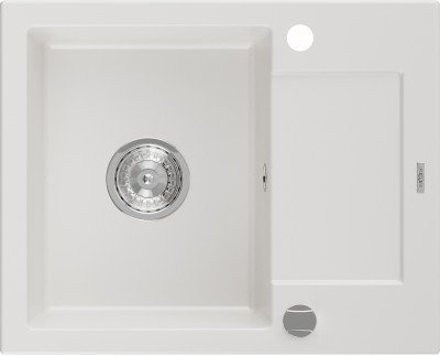 Mexen Enzo  konyhai mosogató gránit 1 medence+csepegtetö+ pop up szifon  57,6 x 46,5 cm, fehér  - 6506571005-20 1 medencés