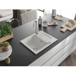 Mexen Enzo  konyhai mosogató gránit 1 medence+csepegtetö+ pop up szifon  57,6 x 46,5 cm, fehér  - 6506571005-20 1 medencés 1 medencés 406959 Mexen