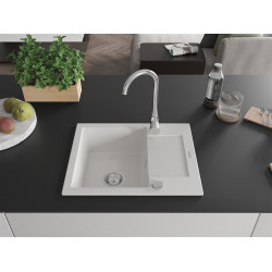 Mexen Enzo  konyhai mosogató gránit 1 medence+csepegtetö+ pop up szifon  57,6 x 46,5 cm, fehér  - 6506571005-20 1 medencés