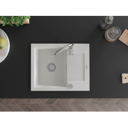 Mexen Enzo  konyhai mosogató gránit 1 medence+csepegtetö+ pop up szifon  57,6 x 46,5 cm, fehér  - 6506571005-20 1 medencés