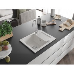 Mexen Enzo  konyhai mosogató gránit 1 medence+csepegtetö+ pop up szifon  57,6 x 46,5 cm, fehér  - 6506571005-20 1 medencés 1 medencés 406959 Mexen