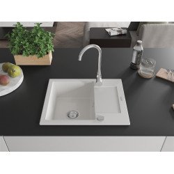 Mexen Enzo  konyhai mosogató gránit 1 medence+csepegtetö+ pop up szifon  57,6 x 46,5 cm, fehér  - 6506571005-20 1 medencés