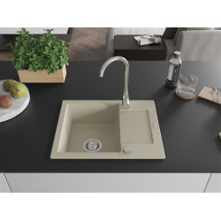Mexen Enzo  konyhai mosogató gránit 1 medence+csepegtetö+ pop up szifon  57,6 x 46,5 cm, beige - 6506571005-69 1 medencés