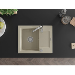 Mexen Enzo  konyhai mosogató gránit 1 medence+csepegtetö+ pop up szifon  57,6 x 46,5 cm, beige - 6506571005-69 1 medencés