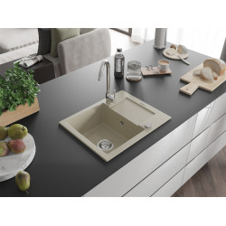 Mexen Enzo  konyhai mosogató gránit 1 medence+csepegtetö+ pop up szifon  57,6 x 46,5 cm, beige - 6506571005-69 1 medencés 1 medencés 406959 Mexen