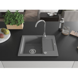 Mexen Enzo  konyhai mosogató gránit 1 medence+csepegtetö+ pop up szifon  57,6 x 46,5 cm, szürke  - 6506571005-71 1 medencés