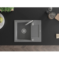 Mexen Enzo  konyhai mosogató gránit 1 medence+csepegtetö+ pop up szifon  57,6 x 46,5 cm, szürke  - 6506571005-71 1 medencés