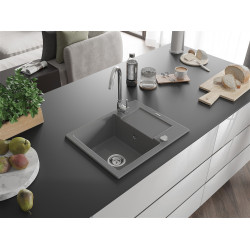 Mexen Enzo  konyhai mosogató gránit 1 medence+csepegtetö+ pop up szifon  57,6 x 46,5 cm, szürke  - 6506571005-71 1 medencés 1 medencés 406959 Mexen