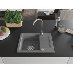 Mexen Enzo  konyhai mosogató gránit 1 medence+csepegtetö+ pop up szifon  57,6 x 46,5 cm, szürke  - 6506571005-71 1 medencés