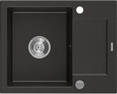 Mexen Enzo  konyhai mosogató gránit 1 medence+csepegtetö+ pop up szifon  57,6 x 46,5 cm, fekete / arany - 6506571005-75 1 medencés