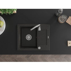 Mexen Enzo  konyhai mosogató gránit 1 medence+csepegtetö+ pop up szifon  57,6 x 46,5 cm, fekete / arany - 6506571005-75 1 medencés