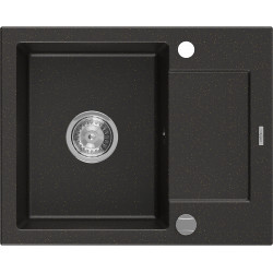 Mexen Enzo  konyhai mosogató gránit 1 medence+csepegtetö+ pop up szifon  57,6 x 46,5 cm, fekete / arany - 6506571005-75 1 medencés 1 medencés 406959 Mexen
