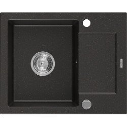 Mexen Enzo  konyhai mosogató gránit 1 medence+csepegtetö+ pop up szifon  57,6 x 46,5 cm, fekete / arany - 6506571005-75 1 medencés 1 medencés 406959 Mexen