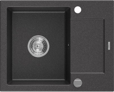 Mexen Enzo  konyhai mosogató gránit 1 medence+csepegtetö+ pop up szifon  57,6 x 46,5 cm, fekete köhatasu - 6506571005-76 1 medencés