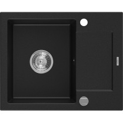 Mexen Enzo  konyhai mosogató gránit 1 medence+csepegtetö+ pop up szifon  57,6 x 46,5 cm, fekete  - 6506571005-77 1 medencés 1 medencés 406959 Mexen