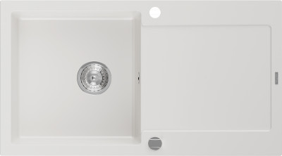 Mexen Leo  konyhai mosogató gránit 1 medence+csepegtetö+ pop up szifon  90 x 50 cm, fehér  - 6501901010-20 1 medencés