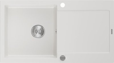 Mexen Leo  konyhai mosogató gránit 1 medence+csepegtetö+ pop up szifon  90 x 50 cm, fehér  - 6501901010-20 1 medencés