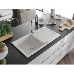 Mexen Leo  konyhai mosogató gránit 1 medence+csepegtetö+ pop up szifon  90 x 50 cm, fehér  - 6501901010-20 1 medencés 1 medencés 406959 Mexen