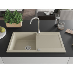 Mexen Leo  konyhai mosogató gránit 1 medence+csepegtetö+ pop up szifon  90 x 50 cm, beige - 6501901010-69 1 medencés
