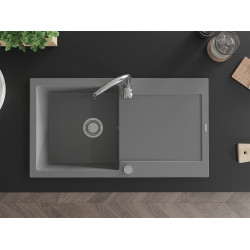 Mexen Leo  konyhai mosogató gránit 1 medence+csepegtetö+ pop up szifon  90 x 50 cm, szürke  - 6501901010-71 1 medencés