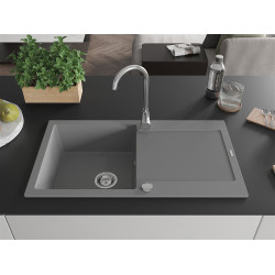 Mexen Leo  konyhai mosogató gránit 1 medence+csepegtetö+ pop up szifon  90 x 50 cm, szürke  - 6501901010-71 1 medencés