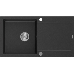 Mexen Leo  konyhai mosogató gránit 1 medence+csepegtetö+ pop up szifon  90 x 50 cm, fekete / króm - 6501901010-73 1 medencés 1 medencés 406959 Mexen