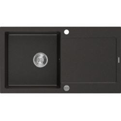 Mexen Leo  konyhai mosogató gránit 1 medence+csepegtetö+ pop up szifon  90 x 50 cm, fekete / arany - 6501901010-75 1 medencés 1 medencés 406959 Mexen