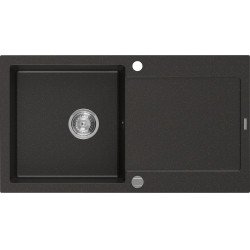 Mexen Leo  konyhai mosogató gránit 1 medence+csepegtetö+ pop up szifon  90 x 50 cm, fekete / arany - 6501901010-75 1 medencés 1 medencés 406959 Mexen