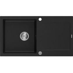 Mexen Leo  konyhai mosogató gránit 1 medence+csepegtetö+ pop up szifon  90 x 50 cm, fekete  - 6501901010-77 1 medencés 1 medencés 406959 Mexen