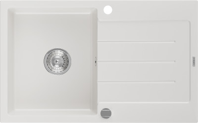 Mexen Bruno  konyhai mosogató gránit 1 medence+csepegtetö+ pop up szifon  795 x 495 mm, fehér  - 6513791010-20 1 medencés