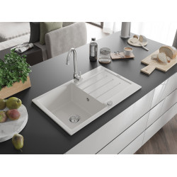 Mexen Bruno  konyhai mosogató gránit 1 medence+csepegtetö+ pop up szifon  795 x 495 mm, fehér  - 6513791010-20 1 medencés 1 medencés 406959 Mexen