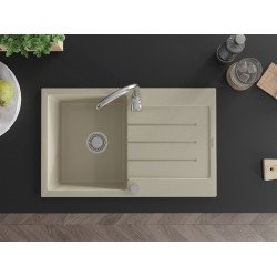 Mexen Bruno  konyhai mosogató gránit 1 medence+csepegtetö+ pop up szifon  795 x 495 mm, beige - 6513791010-69 1 medencés