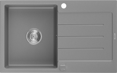 Mexen Bruno  konyhai mosogató gránit 1 medence+csepegtetö+ pop up szifon  795 x 495 mm, szürke  - 6513791010-71 1 medencés