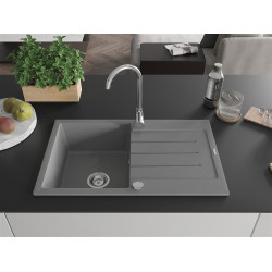 Mexen Bruno  konyhai mosogató gránit 1 medence+csepegtetö+ pop up szifon  795 x 495 mm, szürke  - 6513791010-71 1 medencés
