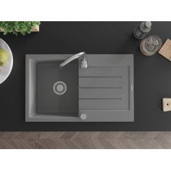 Mexen Bruno  konyhai mosogató gránit 1 medence+csepegtetö+ pop up szifon  795 x 495 mm, szürke  - 6513791010-71 1 medencés