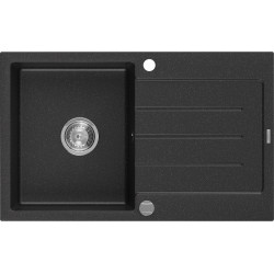 Mexen Bruno  konyhai mosogató gránit 1 medence+csepegtetö+ pop up szifon  795 x 495 mm, fekete / króm- 6513791010-73 1 medencés 1 medencés 406959 Mexen