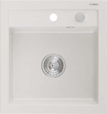 Mexen Vito  konyhai mosogató gránit 1 medence+ pop up szifon 520 x 490 mm, fehér  - 6503521000-20 1 medencés