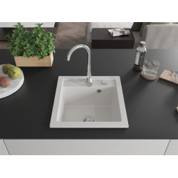 Mexen Vito  konyhai mosogató gránit 1 medence+ pop up szifon 520 x 490 mm, fehér  - 6503521000-20 1 medencés