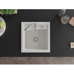 Mexen Vito  konyhai mosogató gránit 1 medence+ pop up szifon 520 x 490 mm, fehér  - 6503521000-20 1 medencés