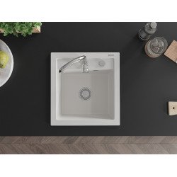 Mexen Vito  konyhai mosogató gránit 1 medence+ pop up szifon 520 x 490 mm, fehér  - 6503521000-20 1 medencés
