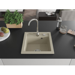 Mexen Vito  konyhai mosogató gránit 1 medence+ pop up szifon 520 x 490 mm, beige - 6503521000-69 1 medencés