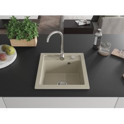 Mexen Vito  konyhai mosogató gránit 1 medence+ pop up szifon 520 x 490 mm, beige - 6503521000-69 1 medencés