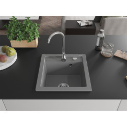 Mexen Vito  konyhai mosogató gránit 1 medence+ pop up szifon 520 x 490 mm, szürke  - 6503521000-71 1 medencés