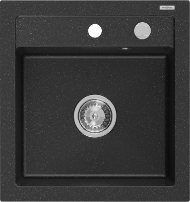 Mexen Vito  konyhai mosogató gránit 1 medence+ pop up szifon 520 x 490 mm, fekete / króm - 6503521000-73 1 medencés